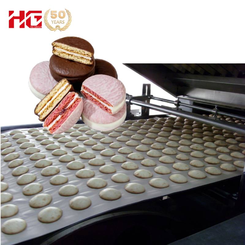 Fully Automatic CE Approved High Efficiency Gas Heating Choco Pie Sandwich Cake Jaffa Cake Dough Mixer Production Line