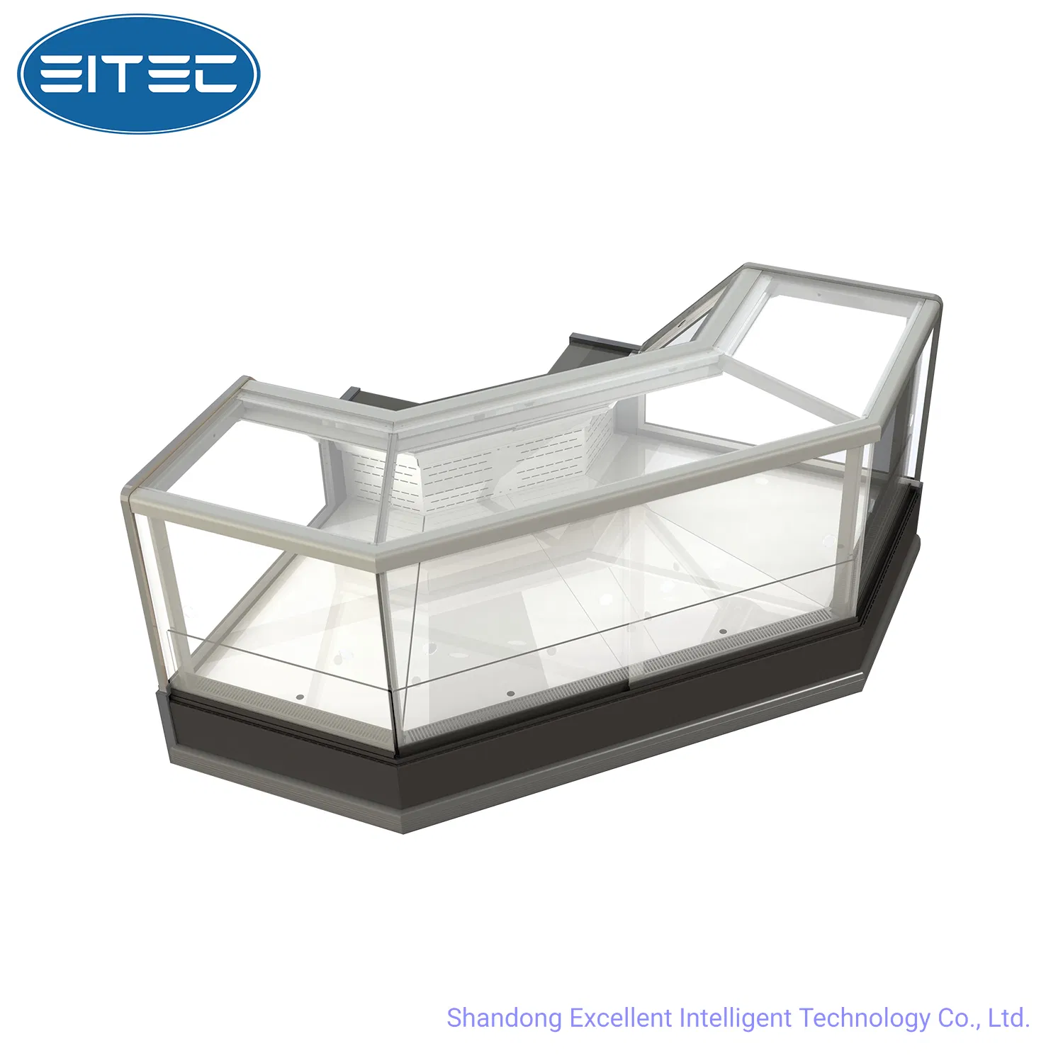 Plug-in Customized Corner Meat Display Chiller Counter Cabinet Freezer