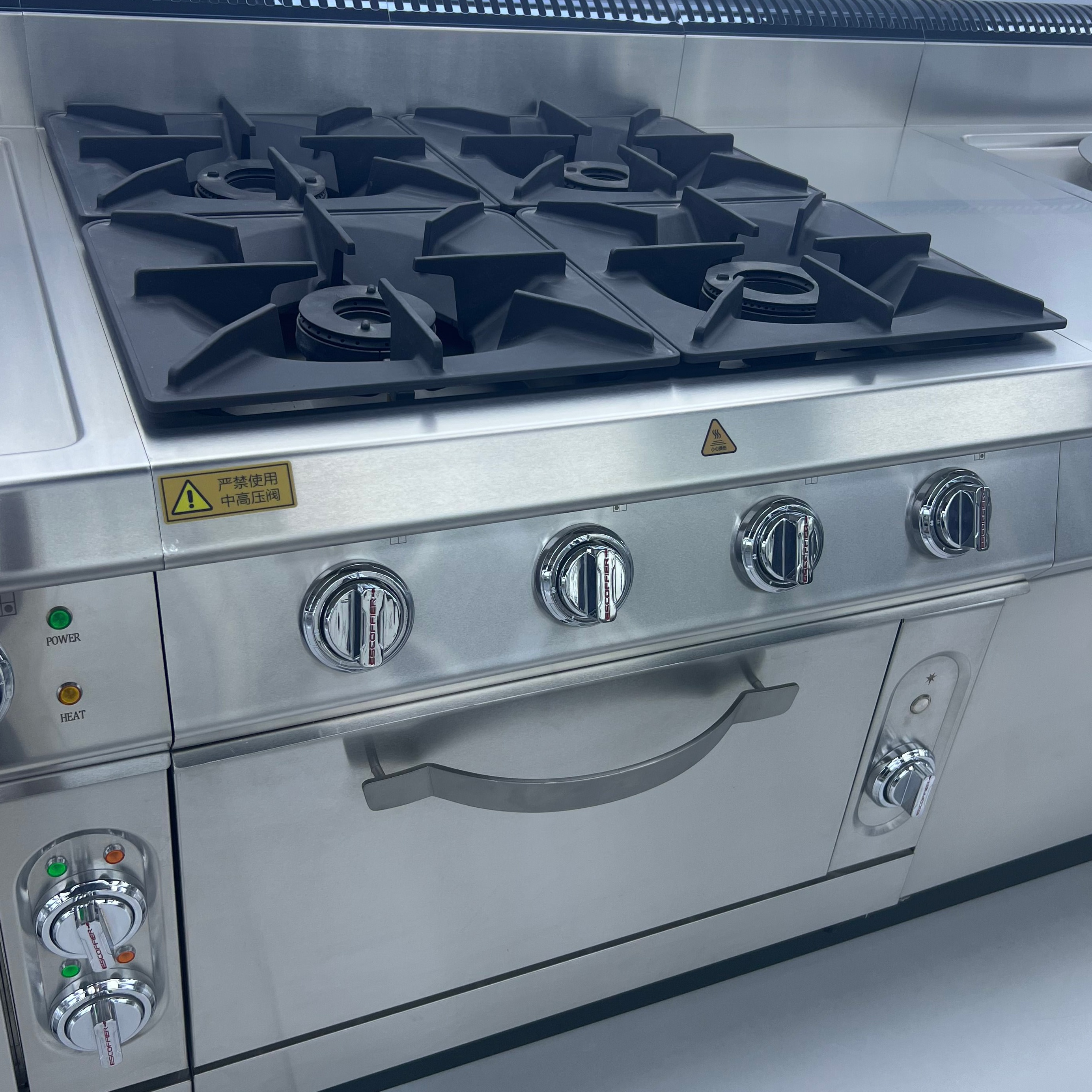 Commercial High-Power Stainless Steel 6-Burner Clay Pot Gas Stove with Flame-Out Protection Device and Oven