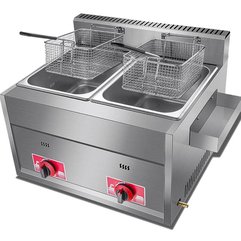Commercial 8L+8L Double tank Gas Deep Fryer French Fries Machine Chicken Donut Fryer Restaurant Equipment