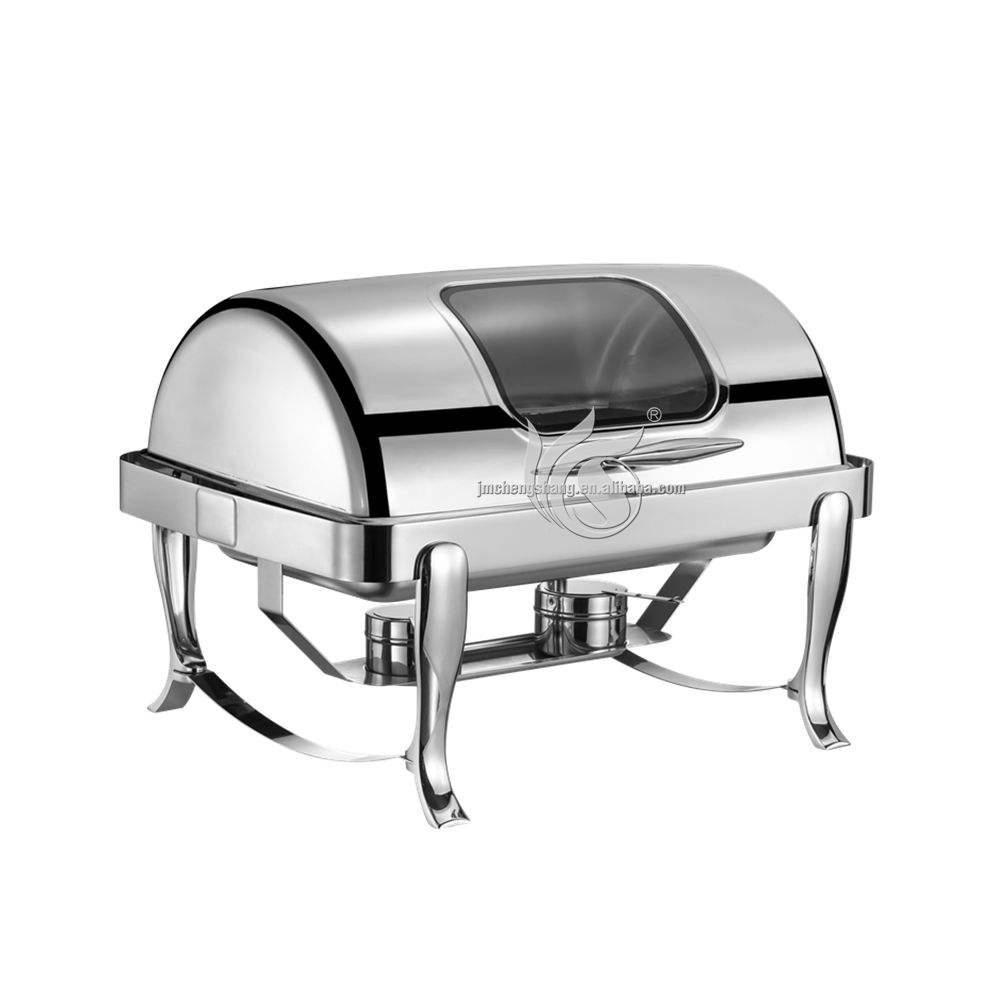 Banquet Party Double Heater Food Warmer Stainless Steel Stable Feets Oblong Chafing Dish Buffet