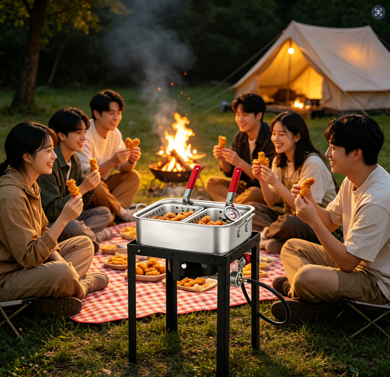 Commercial Grade 58000 BTU Outdoor Fish Fryer 18 Qt Propane Deep Fryer with 2 Baskets Lid Perfect for Camping Backyard Party