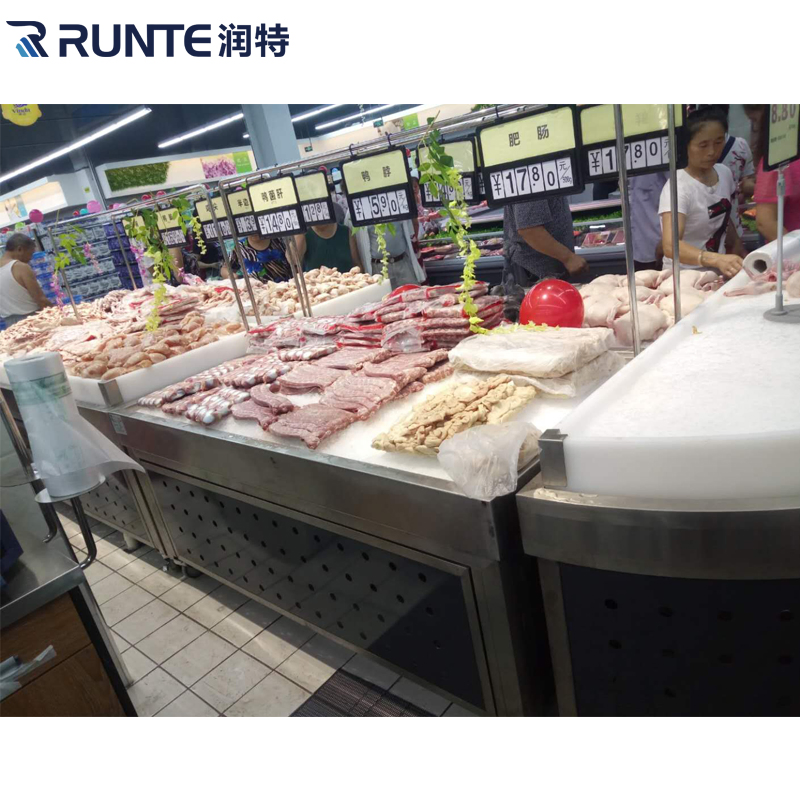 Supermarket Fresh Meat Service Counter Freezer Fish Display Chiller Meat Showcase