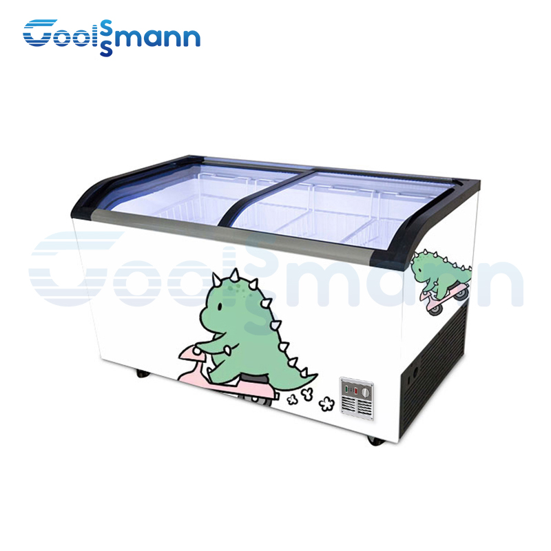 Good Price Household Commercial Ice Cream Counter Vertical Clear Display Sliding Door Chiller Store Freezer