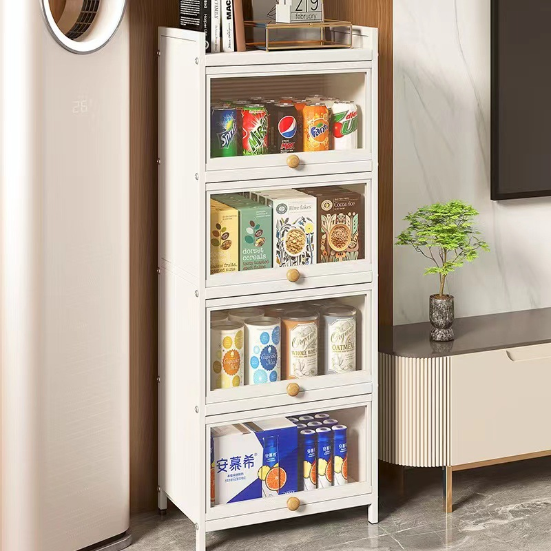 Carbon Light Kitchen Storage Cabinet, Multi-Layer Floor Storage Rack