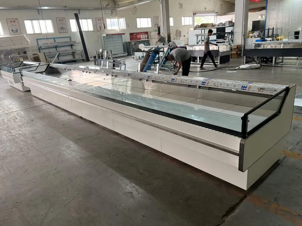 Supermarket Counter Horizontal Refrigerator Beef and Mutton Frozen Display Cabinet Open Chiller Chest Freezer