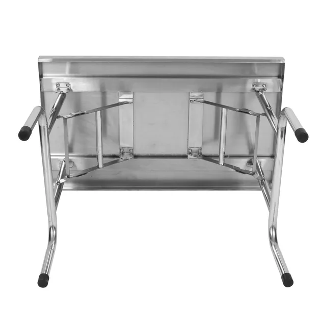 201 Stainless Steel Folding Workbench Durable Commercial Prep Table with Storage Shelf
