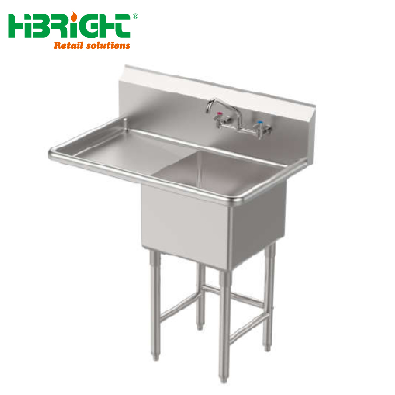 HIGHBRIGHT Durable American Style Commercial Hotel Restaurant Supplies Stainless Steel 1/2/3 Compartment Kitchen Sink Table
