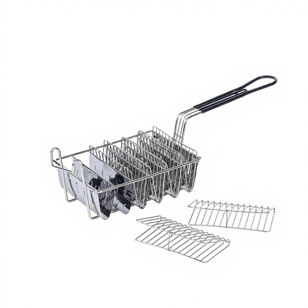 Commercial Metal Deep Fryer and Corn Tortilla Fryer Iron Nickel Plated with Detachable or Non-Detachable Handle Option