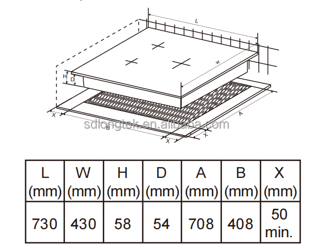 4000W 2 Cooking Zones Black Built-in Induction Cooker Glass Surface Sensor Touch Control Energy-Saving for Household Use