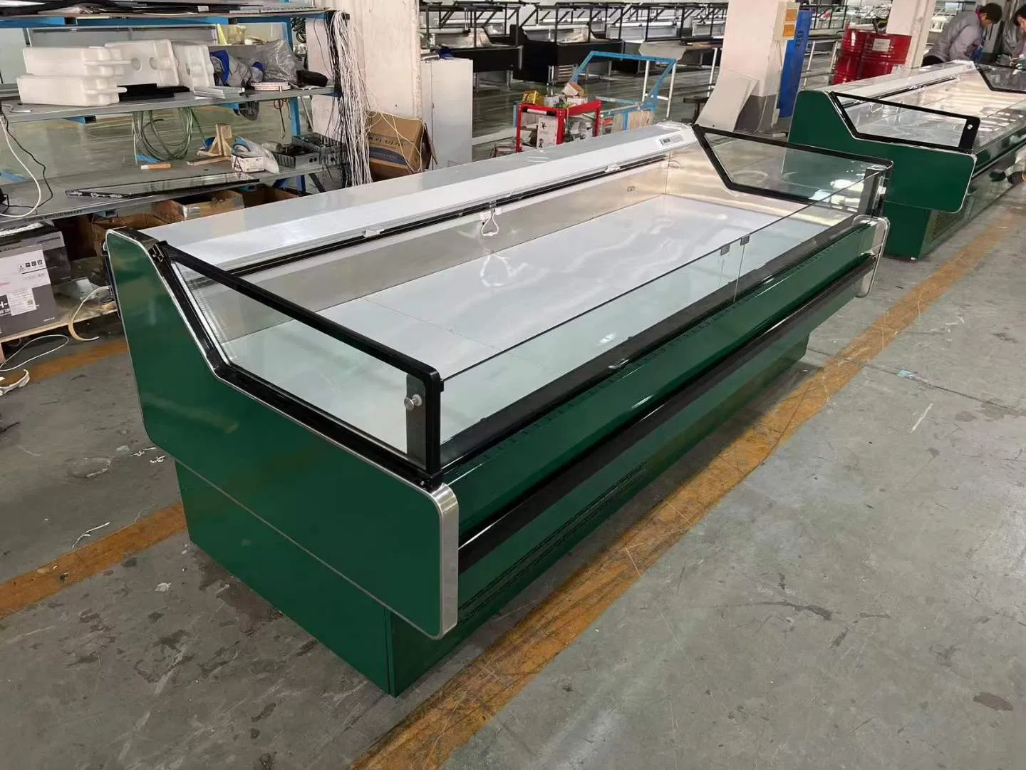 Supermarket Counter Horizontal Refrigerator Beef and Mutton Frozen Display Cabinet Open Chiller Chest Freezer