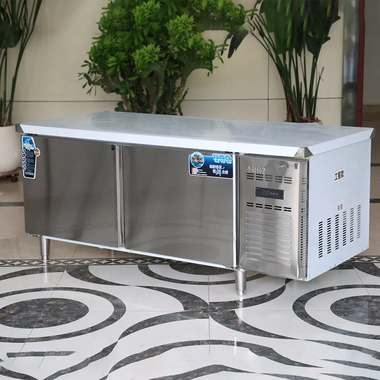 Restaurant Kitchen Equipment Double Doors Refrigerator Table Counter Chiller Work Bench Commercial Fridge Freezer