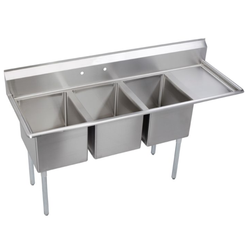 Commercial Stainless Steel 201 304 Kitchen Three Compartment Sink Work Table with Left Drainboard