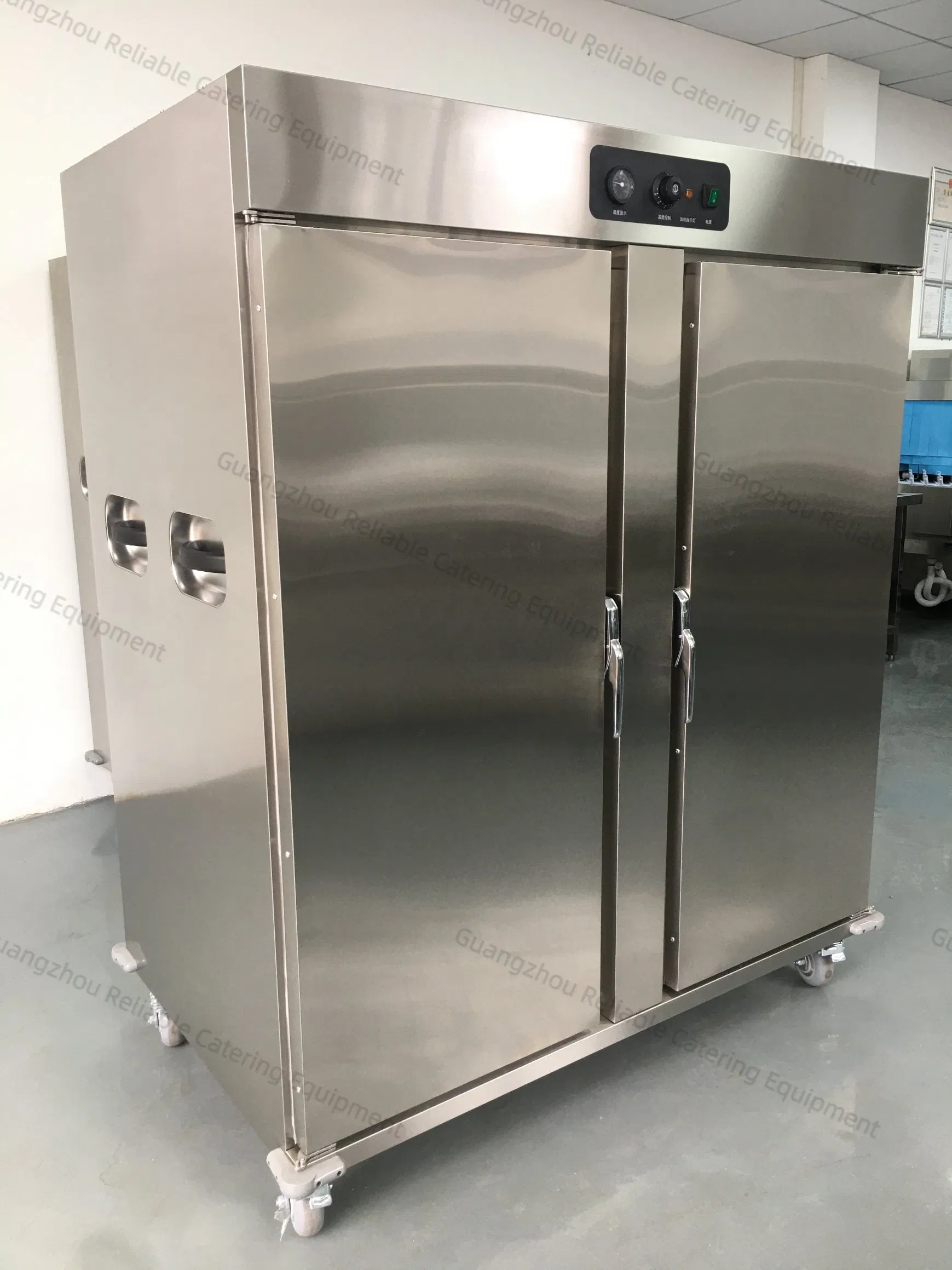 Commercial Stainless Steel Food Warmer Cabinet Electric Food Warmer Trolley Cart with 2 Compartments for Hotel Buffet Service