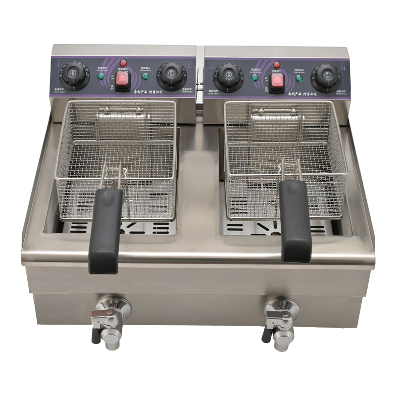 Restaurant Kitchen Double Tank Countertop Commercial Electric Deep Fryer 10L 10L Stainless Steel