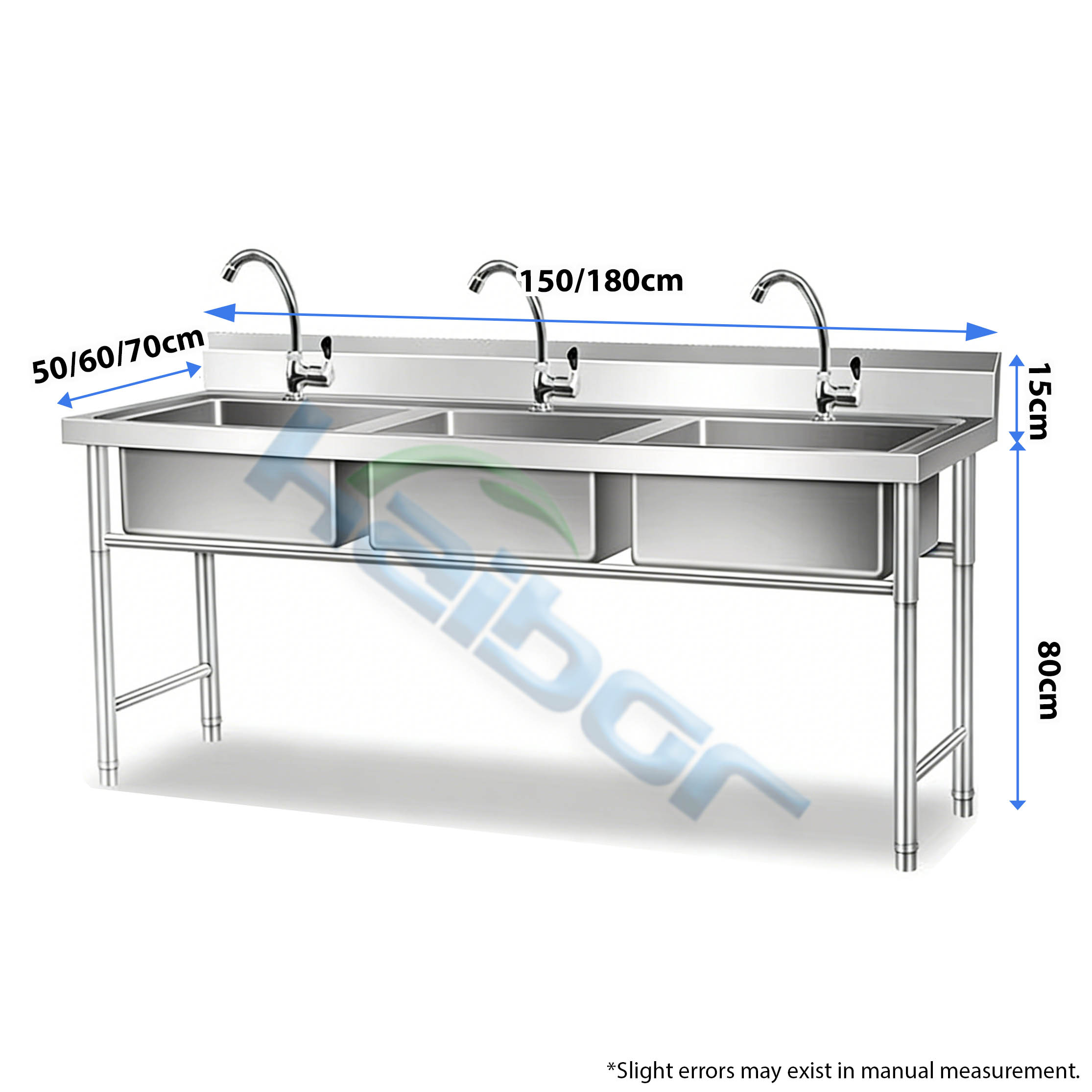 Custom Size Stainless Steel Triple Compartment Sink 2 Tier Storage Kitchen Sink for Restaurant Hotel