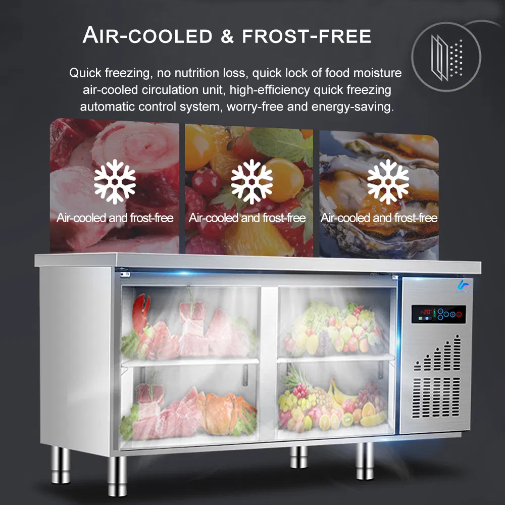 Customized Commercial Food Prep Cooling Workbench Under Counter Refrigerating Worktable