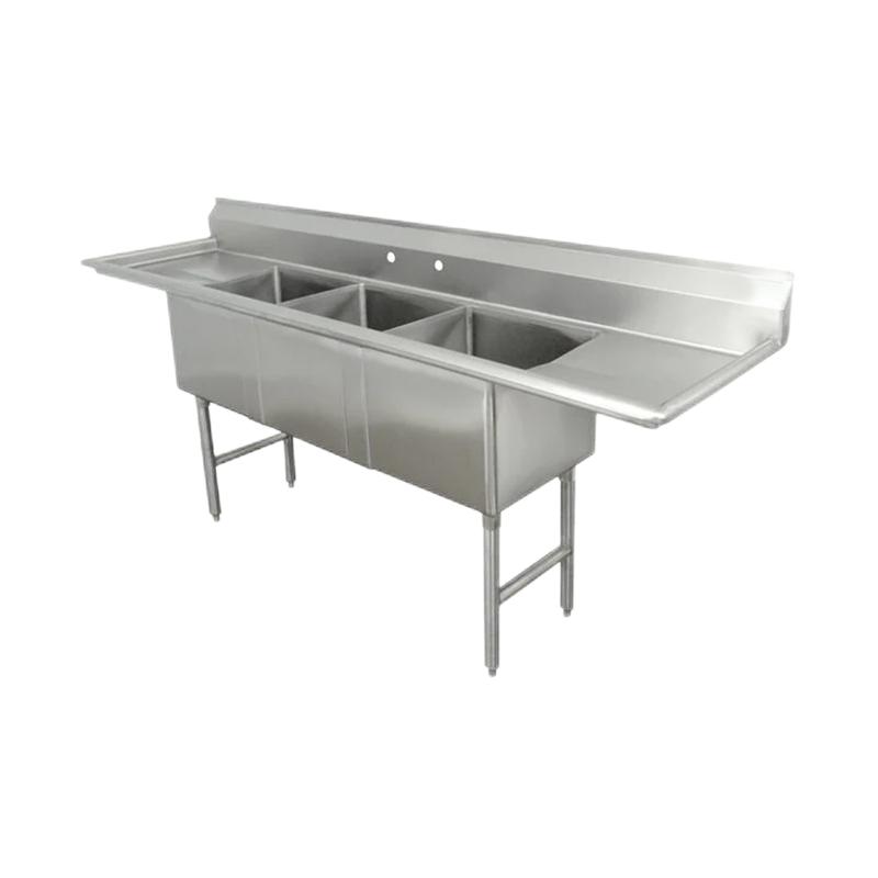 NSF American Style Stainless Steel Commercial Food Prep Sink Table 3 Compartment Restaurant Drainboard Hotel Restaurant Supplies
