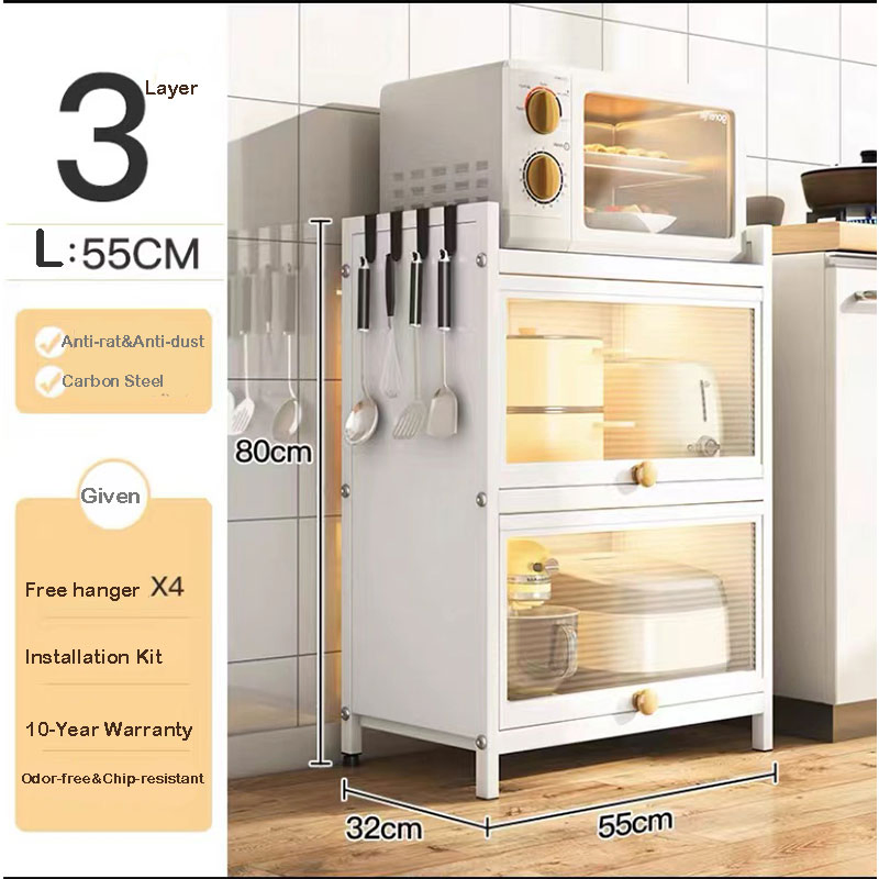 Carbon Light Storage Cabinet, Kitchen Organizer for Plates, Bowls, Pots