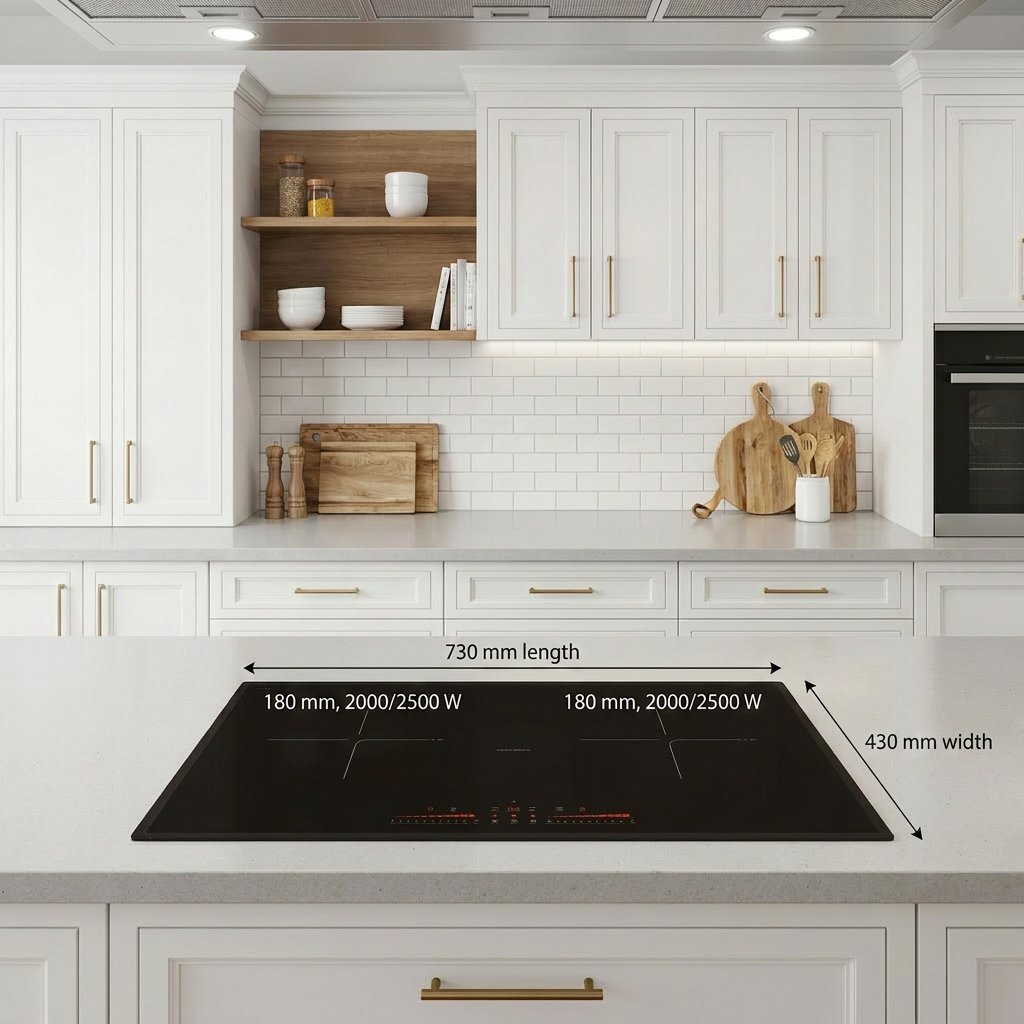 4000W 2 Cooking Zones Black Built-in Induction Cooker Glass Surface Sensor Touch Control Energy-Saving for Household Use