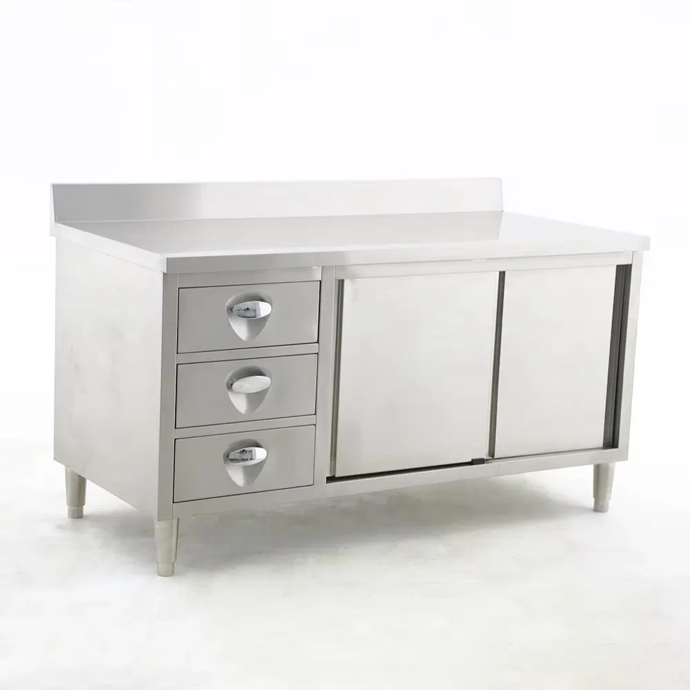 Stainless Steel Worktable with Storage Cabinet Prep Workstation for Restaurants Hotels
