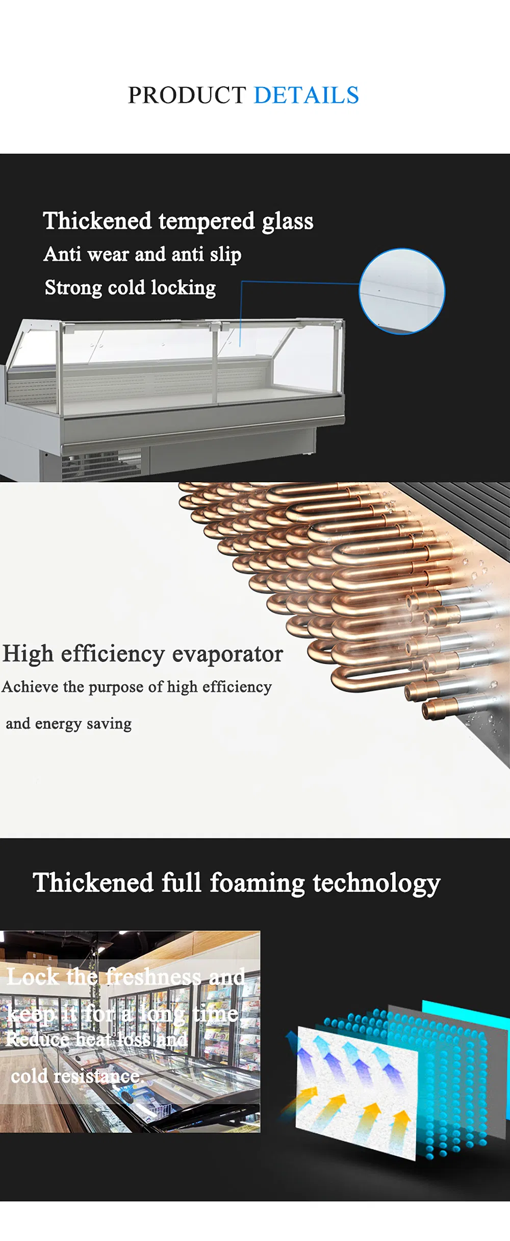 Plug-in Customized Corner Meat Display Chiller Counter Cabinet Freezer