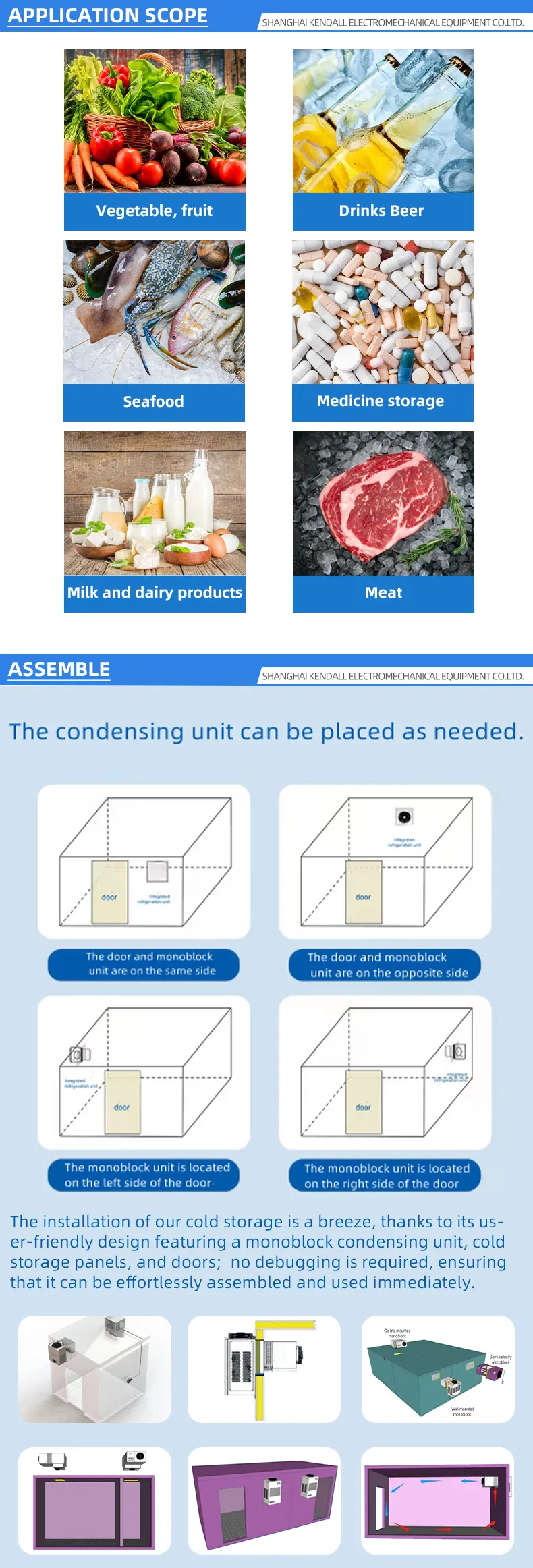 Industrial Medium & Low Temperature Refrigeration Monoblock Unit for Cold Room Freezer