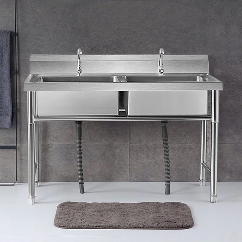 High Quality Custom Size Stainless Steel Triple Compartment Kitchen Sink With Drainboards for Restaurant Hotel Outdoor