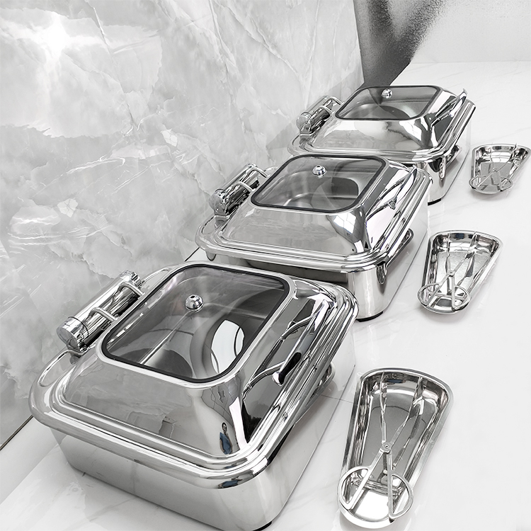 Luxury Square Buffet Chafing Dish for Hotel &amp; Restaurant Display Stainless Steel Electric Food Warmer