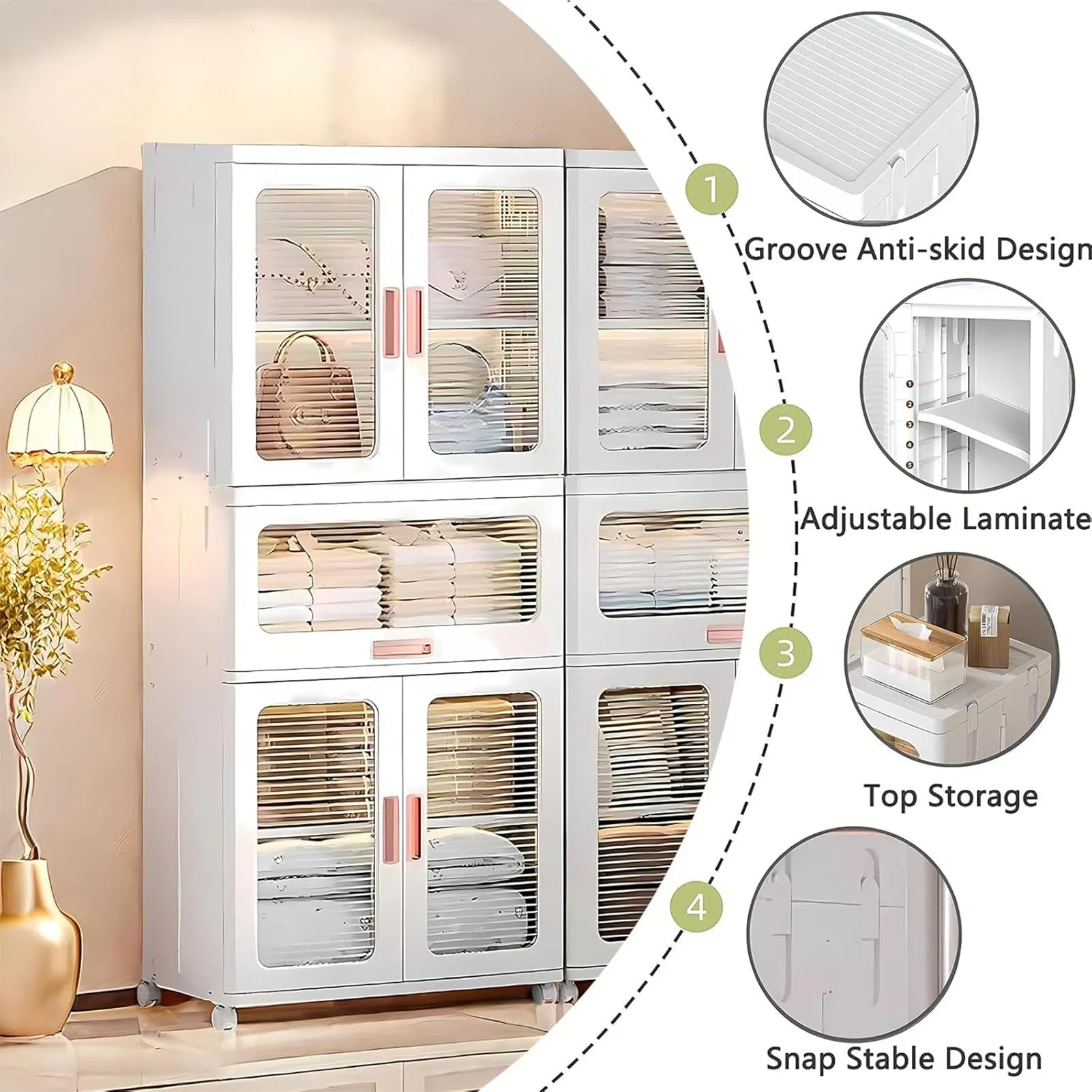 Storage Bins with Lids and Doors Magnetic Foldable Organization Storage Cabinet