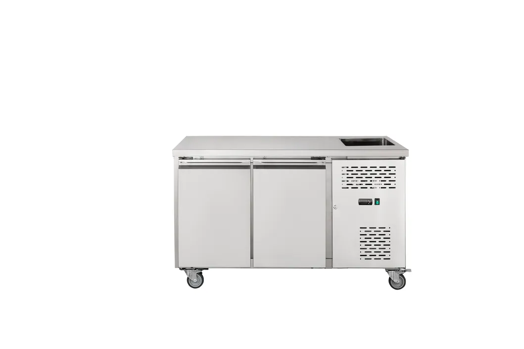 Stainless Steel Worktable with Integrated Sink Commercial Prep Station