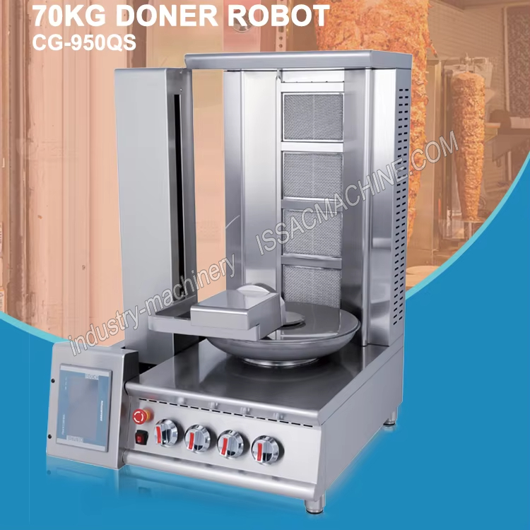 Stainless Meat Slicer BBQ Middle East Griddle Grills Chicken Rotisserie Gas Doner Robot Automatic Cutting Shawarma Kebab Machine