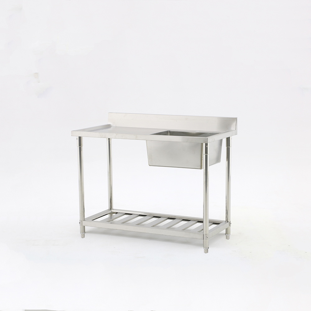 Kitchen Single and Double Tank Disinfection Tank with Platform Three Compartment Sink with Table