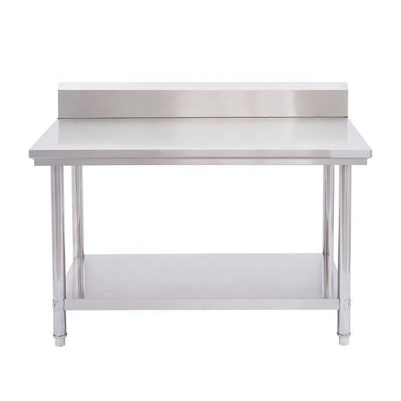 Double-Layer Stainless Steel Worktable with Back-Splash - Commercial Kitchen Prep Table for Hotel &amp; Restaurant