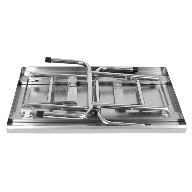 201 Stainless Steel Folding Workbench Durable Commercial Prep Table with Storage Shelf