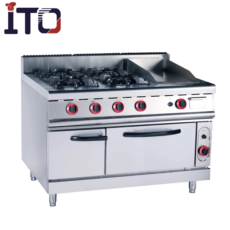 Industrial Freestand Stainless Steel Commercial 4 Burner Stove Electric Hot Plate With Oven