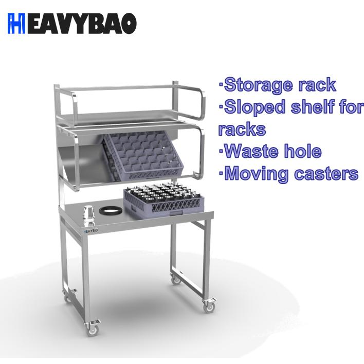 Heavybao Stainless Steel Commercial Worktop Worktable with Sloped Shelf for Racks and for Prep Washing