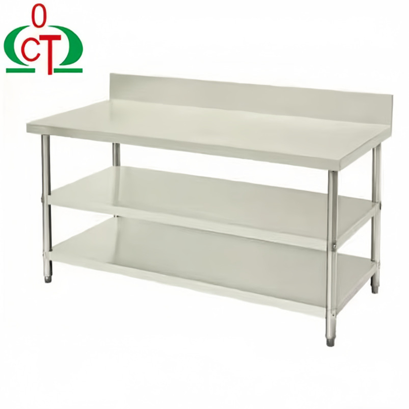Food Prep Rust Proof Stainless Steel Triple Layer Worktable with Backsplash