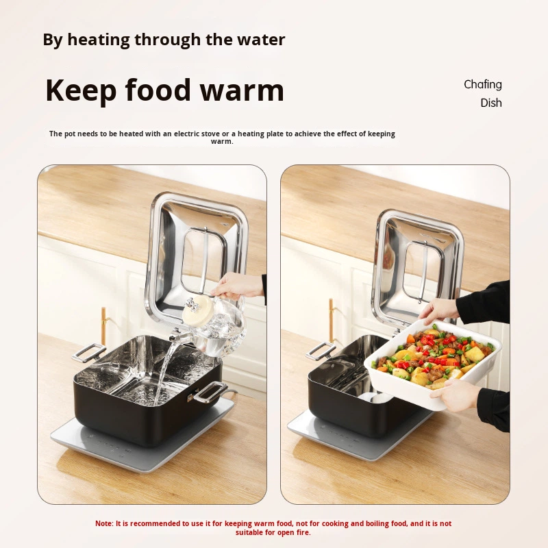 Rectangle 304 Stainless Steel Silver Hotel Breakfast Commercial Induction Cooker Buffet Warmer Deluxe Buffet Stove