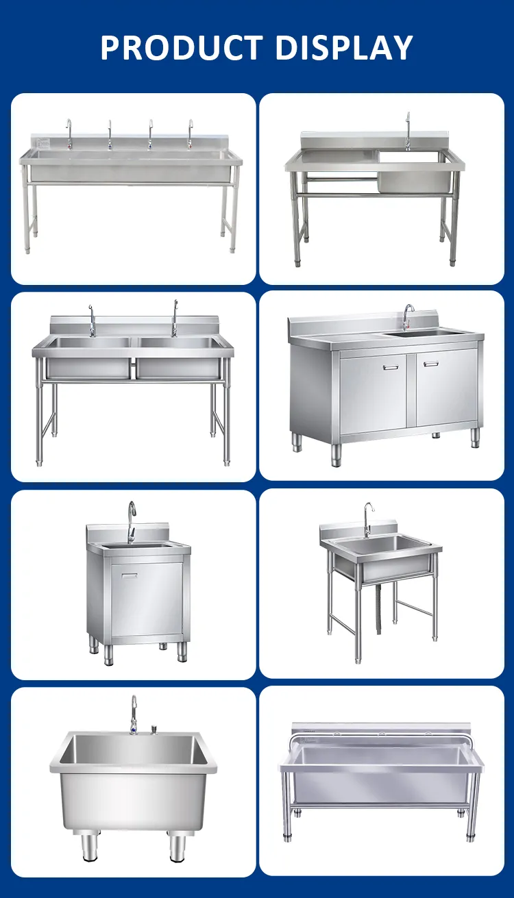 Stainless Steel Prep Table with Sink and Enclosed Cabinet Worktable for Catering