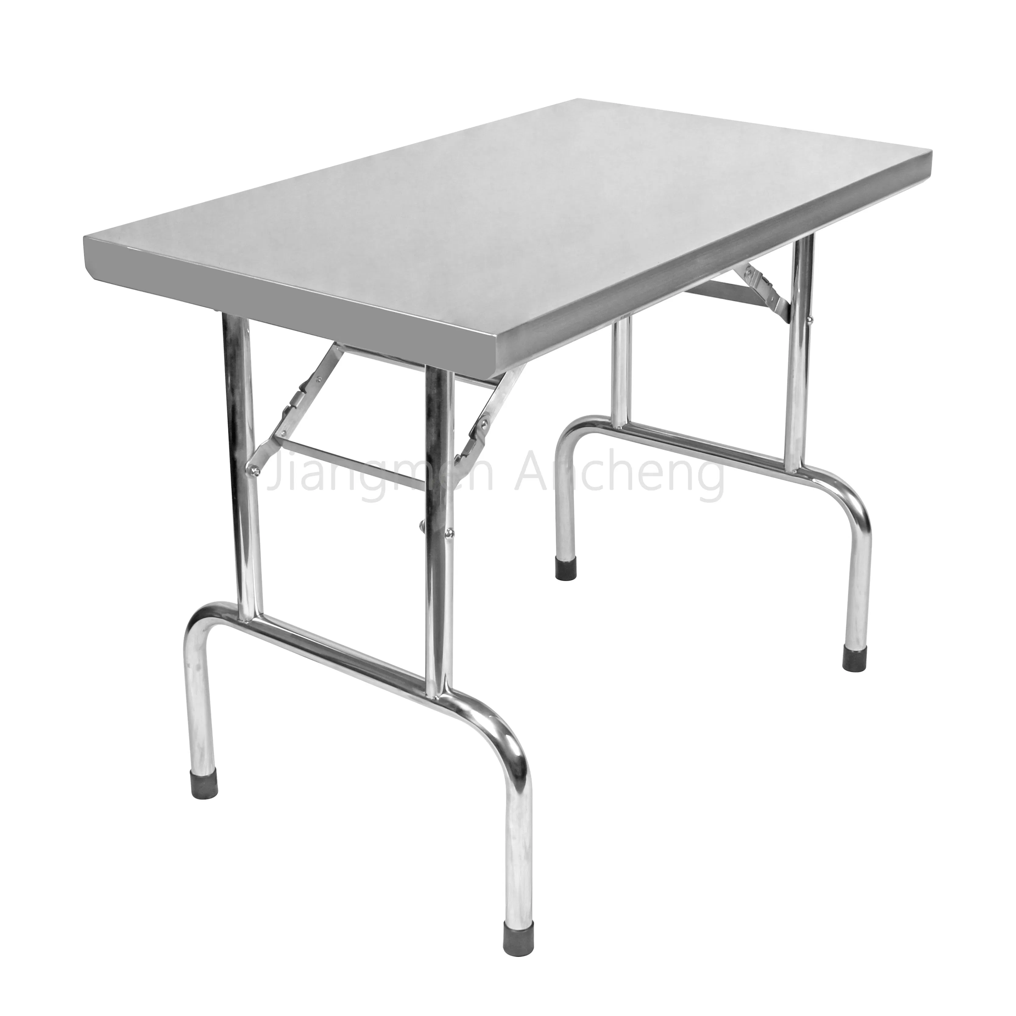 201 Stainless Steel Folding Workbench Durable Commercial Prep Table with Storage Shelf