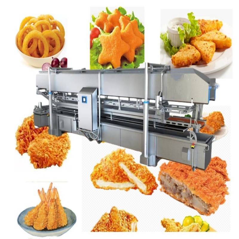 Continuous Automatic Potato Patty Chicken Nugget Hash Brown Meat Pie Strip Food Deep Frying Machine Line for KFC