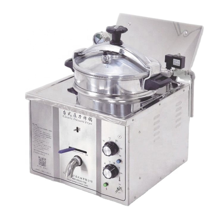 Kingbetter Commercial Electric Deep Fryer 3KW Stainless Steel 304 16L Counter Top Pressure Fryer CE/FLGB Certified 5 Year