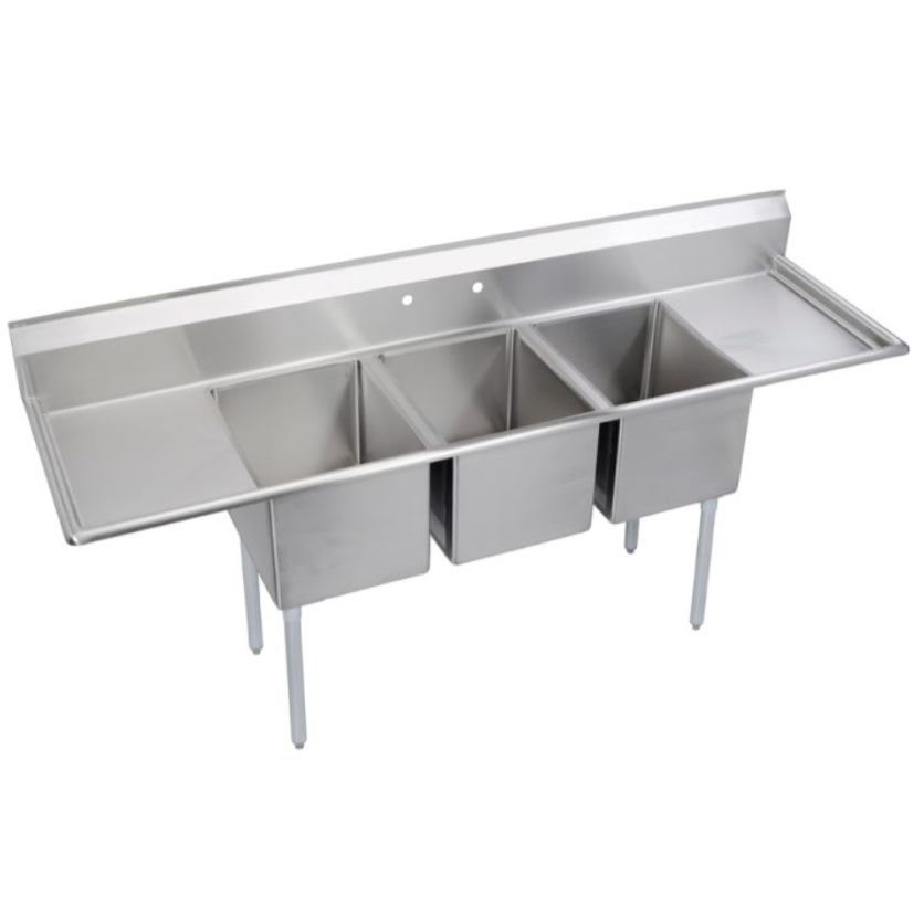 Commercial Stainless Steel 201 304 Kitchen Three Compartment Sink Work Table with Left Drainboard