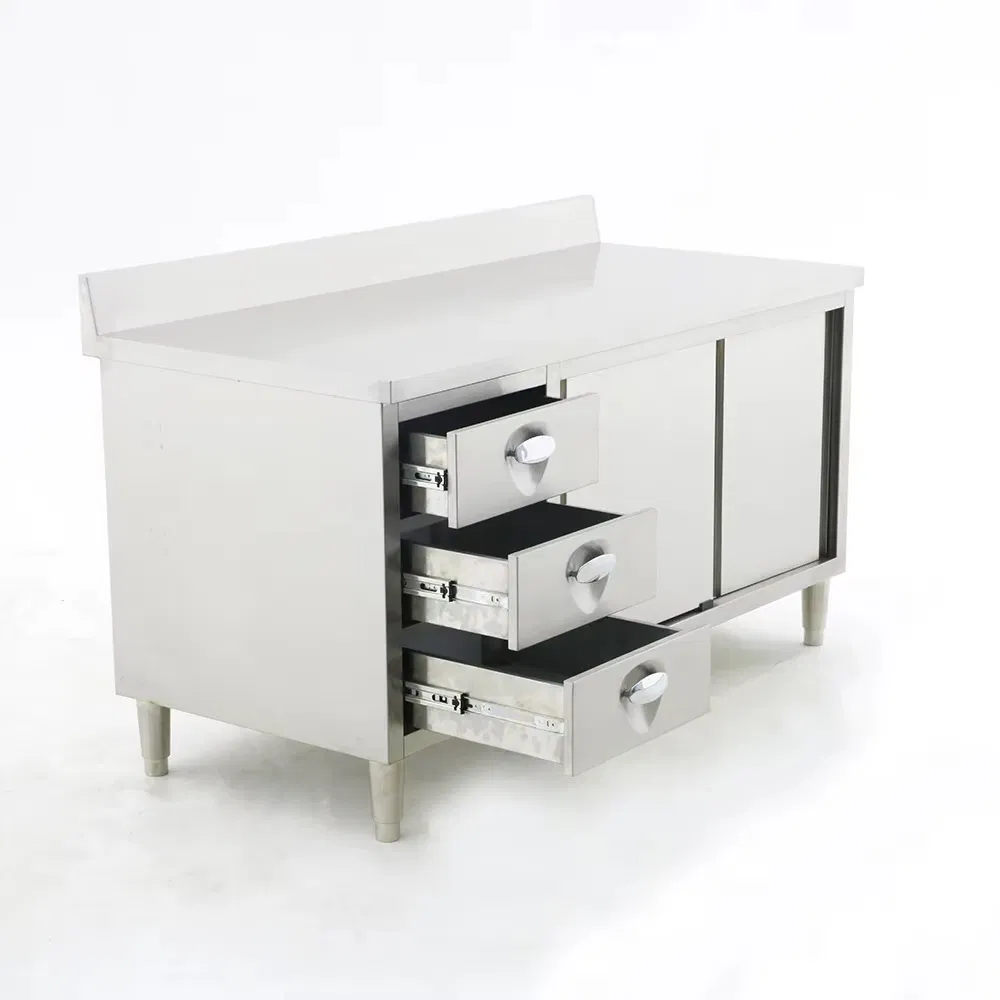 Stainless Steel Worktable with Storage Cabinet Prep Workstation for Restaurants Hotels