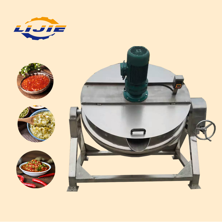 Industrial Steam Heating Sandwich Boiler Electric Tilt Fruit Jams Mixing Machine Jacketed Kettle Cooker Bakery Seasoning Plant