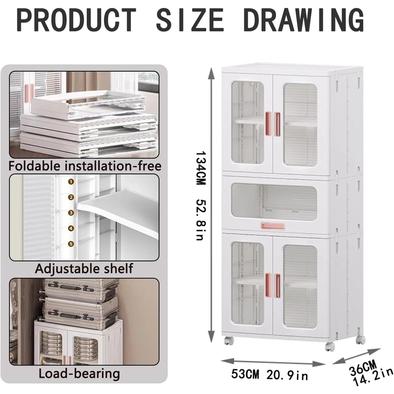 Storage Bins with Lids and Doors Magnetic Foldable Organization Storage Cabinet