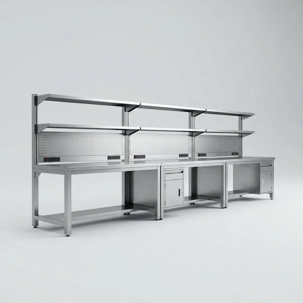 Commercial Grade Stainless Steel Worktable Heavy Duty Double Layer Modular Prep Table