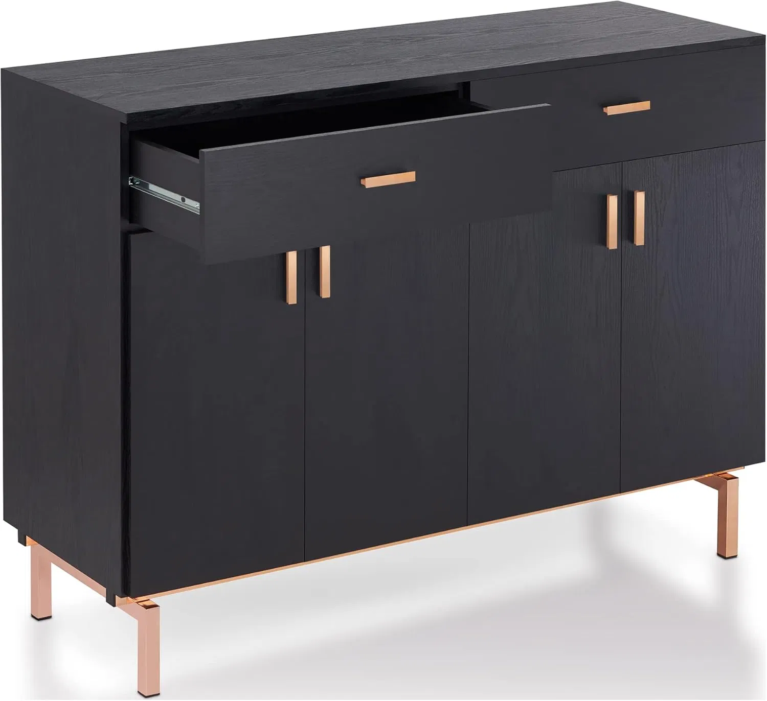 Stylish 47.3-Inch Black Dining Cabinet with Wine Rack