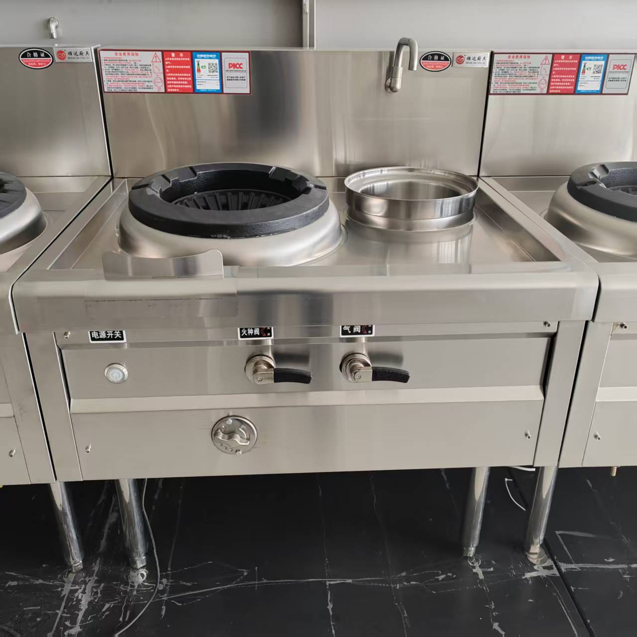 Commercial Restaurant Equipment Stainless Steel Industrial LPG Wok Range Stove with Chinese Wok Burner Iron Gas Stove 120W